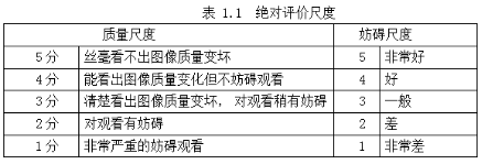 圖像質(zhì)量絕對評價(jià)尺度